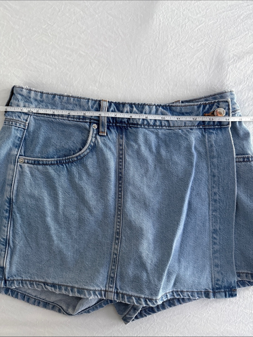 Zara Light Blue Denim Skort | Small - Picture 2 of 8